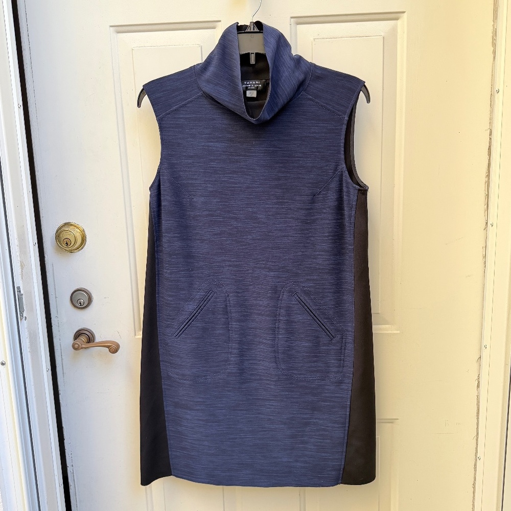 Tahari by Arthur S. Levine Sleeveless Funnel-Neck Shift Dress – Size 6P, Never W